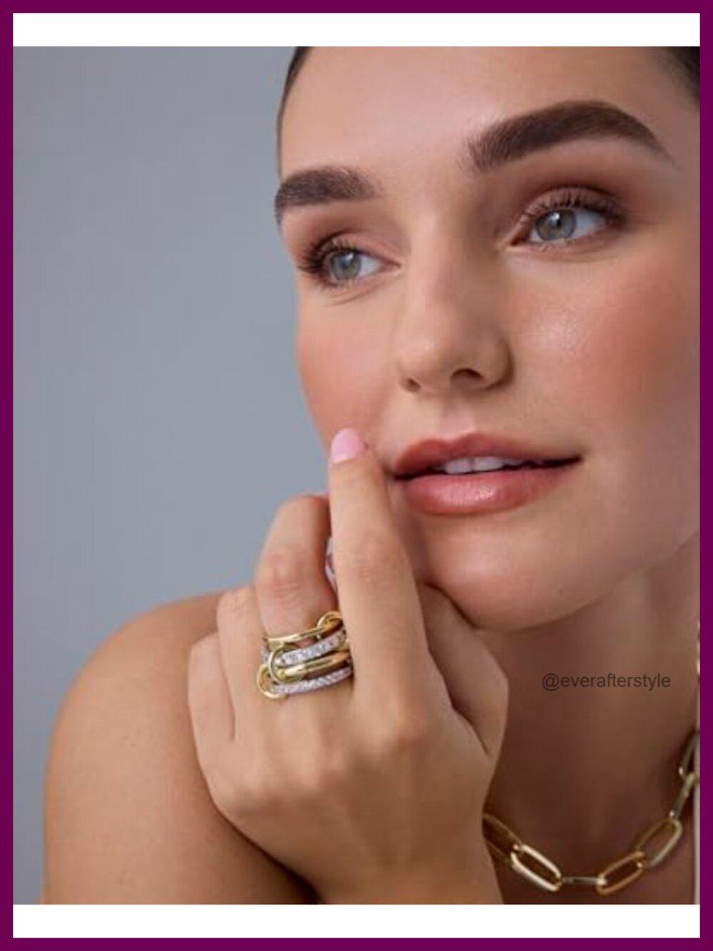 14K Gold Plated Interlocked Stackable Rings CZ Hypoallergenic Set - Picture 3 of 6